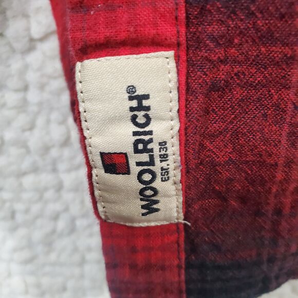 Woolrich Flannel Men’s Sz L Black Red Cotton Flannel Long Sleeves Button Shirt - Picture 6 of 15